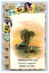 1870s-80s Embossed Die-Cut Chocolat Poulain Country Scene #1 F161