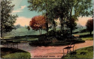 Benches andn View in South Side Park, Ottumwa IA Vintage Postcard V44