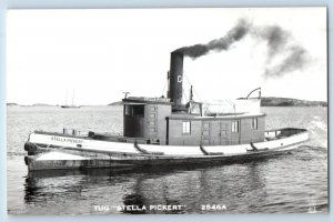 Tug Stella Pickert Postcard RPPC Photo Steamboat c1940's Unposted Vintage