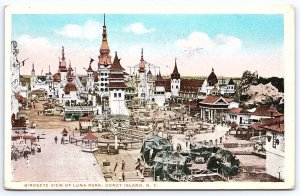 1918 Luna Park Bird's Eye View Coney Island New York City NYC Posted Postcard