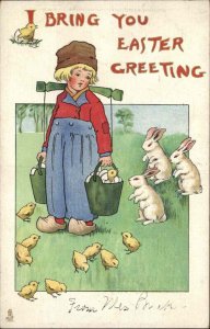 Tuck Little Dutch Boy Carrying Eggs in Buckets c1910 Vintage Postcard