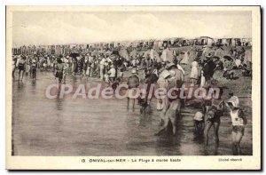 Old Postcard Onival on Sea The Beach at high tide