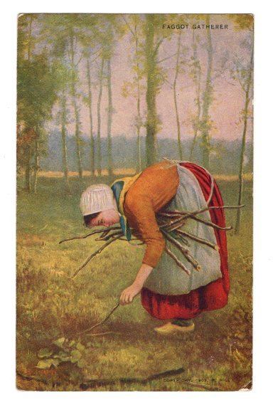 Faggot, (Stick for Kindling) Gatherer, Art Series Warwick 242, Used 1909