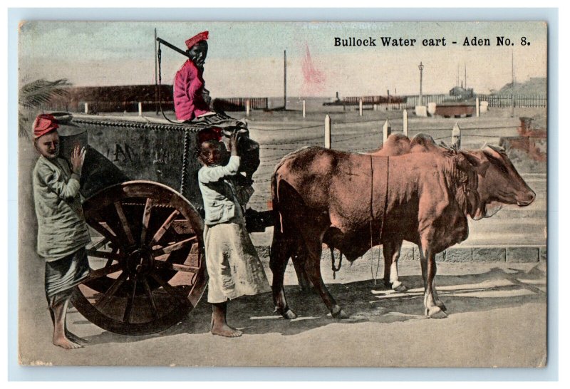 c1910 Bullock Water Cart - Aden No. 8 Yemen Antique Unposted Postcard 