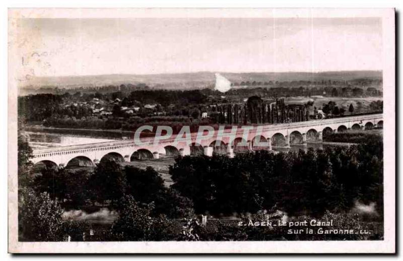 Old Postcard Agen The bridge on the Garonne canal