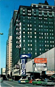 Chicago, IL Illinois  GREYHOUND BUS DEPOT~TOFFENETTI~SHERMAN HOTEL 1963 Postcard