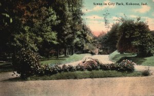 Vintage Postcard 1912 Scene in City Park Kokomo Indiana IND Trees Field Nature