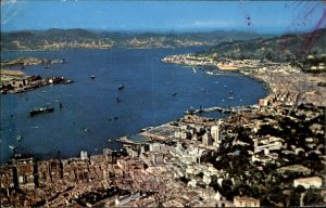 Hong Kong China Kowloon Bay Birdseye View c1950-60s Vintage Postcard