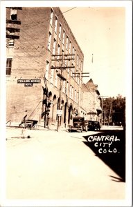 Real Photo PC Teller House Hotel, Automobiles Street Scene Central City Colorado