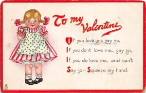 C25/ Valentine's Day Love Holiday Postcard 12 Malden Massachusetts Girl Dress 18