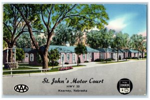 1959 St. John's Motor Court Motel Hwy 30 Kearney Nebraska NE Vintage Postcard