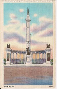 Richmond VA, Confederate Monument, Jefferson Davis, Civil War, 1930's Linen