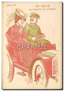 Postcard Old erotic Nude Woman In Auto Automotive