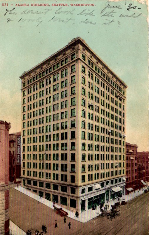 Seattle, Washington - Downtown view of the Alaska Building - in 1909