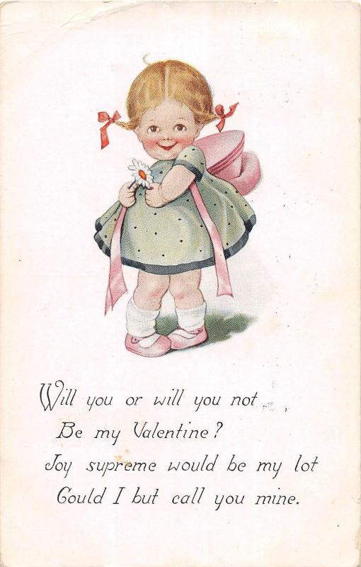 E36/ Valentine's Day Love Holiday Postcard 1916 Cute Girl Sacramento Ca 31