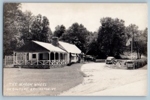 Arlington Vermont VT Postcard RPPC Photo The Wagon Wheel On Route 7 c1940's