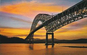Panama Thatcher Ferry Bridge At Sunset