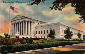 US United States Supreme Court Washington DC Sunset Linen Postcard VTG UNP 