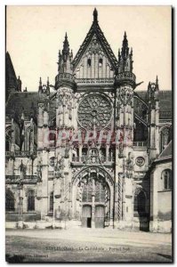 Old Postcard The cathedral Senlis South Portal