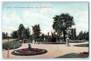 1910 Obitz Fountain Walbridge Park Flowers Trees Toledo Ohio OH Posted  Postcard