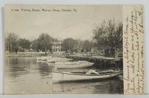 Chester Pa Marcus Hook Fishing Boats Pier 1906 to Chevy Chase Md Postcard N6