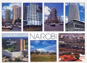 VINTAGE POSTCARD CONTINENTAL SIZE VIEWS OF COSMOPOLITAN NAIROBI KENYA