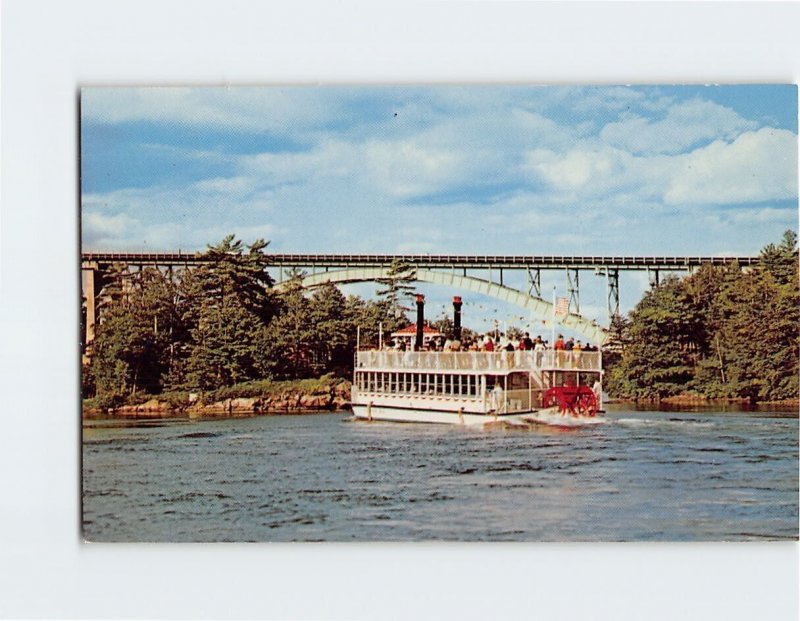 Postcard A Paddle Wheeler tour boat on the St. Lawrence River, New York