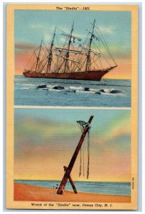 Ocean City New Jersey NJ Postcard Before After Sindia Multiview Sail Boat c1940