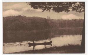 Canoe Canoeing Camp Michawana Middleville Michigan postcard