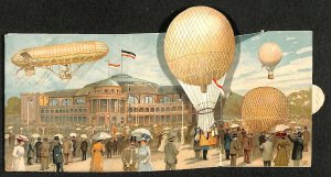 1909 Frankfurt Luftschiffahrts Pop-Up Balloon Ascension Mechanical Postcard