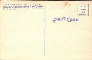 SS Princess Anne Ferry bet Cape Charles VA Norfolk VA Kaufmann pc  postcard 