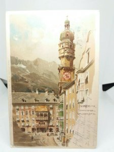 Innsbruck Austria Vintage Antique Art Painting Postcard 1905