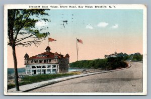 BROOKLYN NY BAY RIDGE SHORE ROAD CRESCENT BOAT HOUSE ANTIQUE POSTCARD