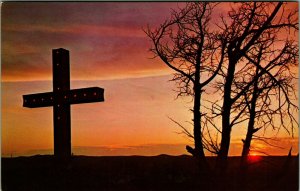 Cross On Lover's Leap Sunset Junction Texas TX UNP Chrome Postcard Christianity