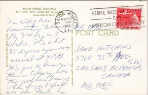 Baton Rouge LA Port Allen Baton Rouge Ferry Ship Boat 1960s Postcard H61