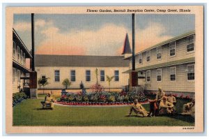 c1940 Flower Garden Army  Recruit Reception Center Camp Grant Illinois Postcard