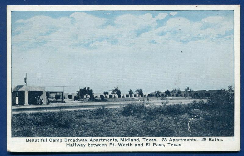 Midland Texas Broadway Apartments old postcard