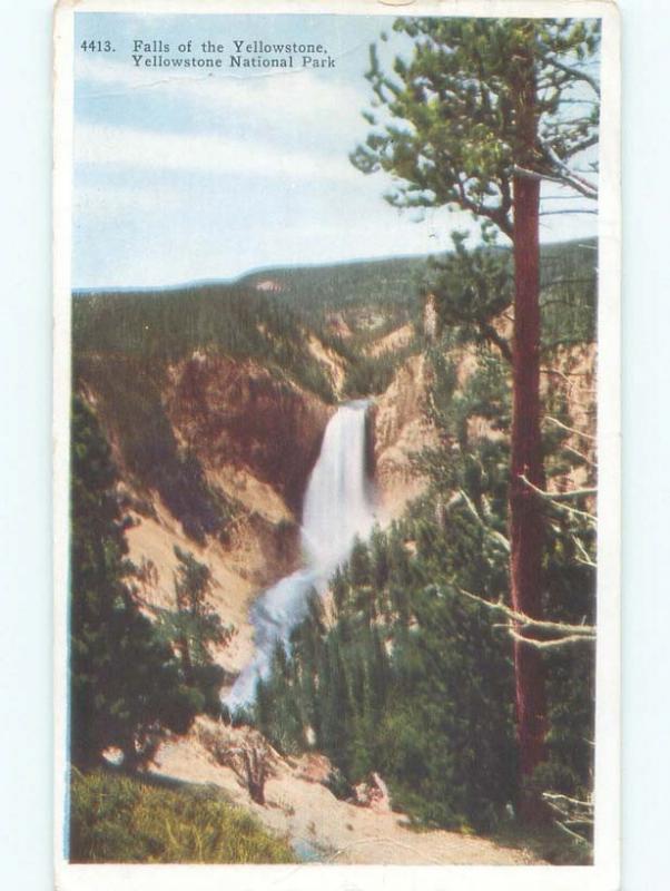W-Border WATERFALL SCENE Yellowstone National Park Wyoming WY c8929