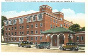 Old Autos at Woodbury Building - Clifton Springs Sanitarium NY, New York - WB