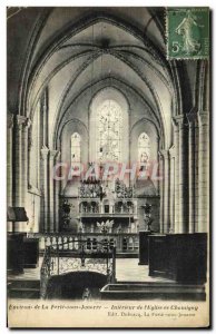 Old Postcard From Around La Ferte Jouarre Soux Interior of & # 39Eglise Chamigny