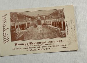 Vintage Hannel's Restaurant Table Service Cafeteria Niagara Falls NY Card