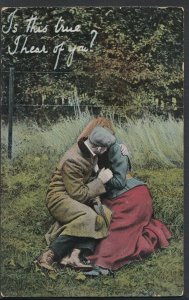Romance Postcard - Couple In Field - Is This True, I Hear of You?   RT1127