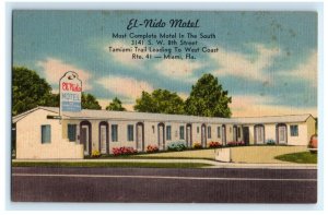 El Nido Motel Hotel Miami Florida FL Postcard (HU4)