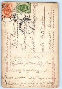 Poland Postcard Man Eagle Edelweiss Flower Happy New Year c1910 Satkowicz