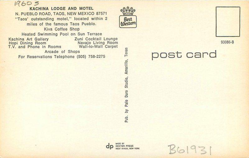 Autos 1960s Kachina Lodge Motel Taos New Mexico Pool Interior Dexter 11074
