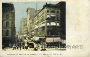 Corner of Broadway & Olive Sts. - St. Louis, Missouri MO Postcard
