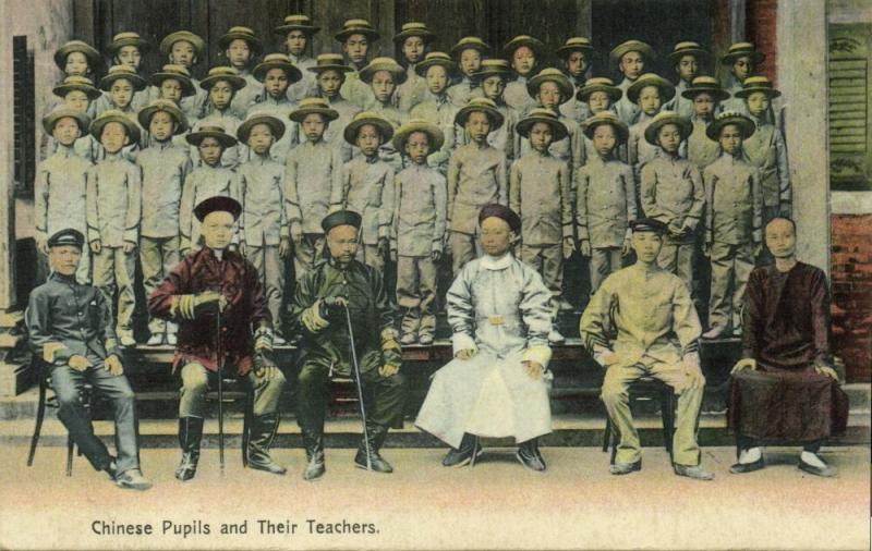 china, HONG KONG, Chinese Pupils and their Teachers (1910s)
