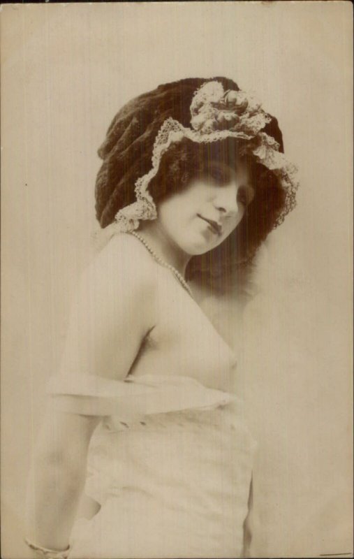 507px x 800px - Semi Nude Woman Fur Bonnet Hat c1910 Photo Photograph | Topics - Risque -  Women - Other, Postcard / HipPostcard
