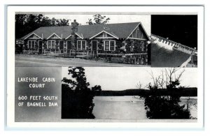 LAKE OZARK, MO ~ Bagnell Dam LAKESIDE CABIN COURT Roadside c1940s-50s Postcard