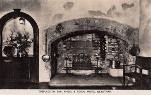 Lincolnshire Bar at Royal Hotel Grantham Hotel Fireplace Real Photo Postcard